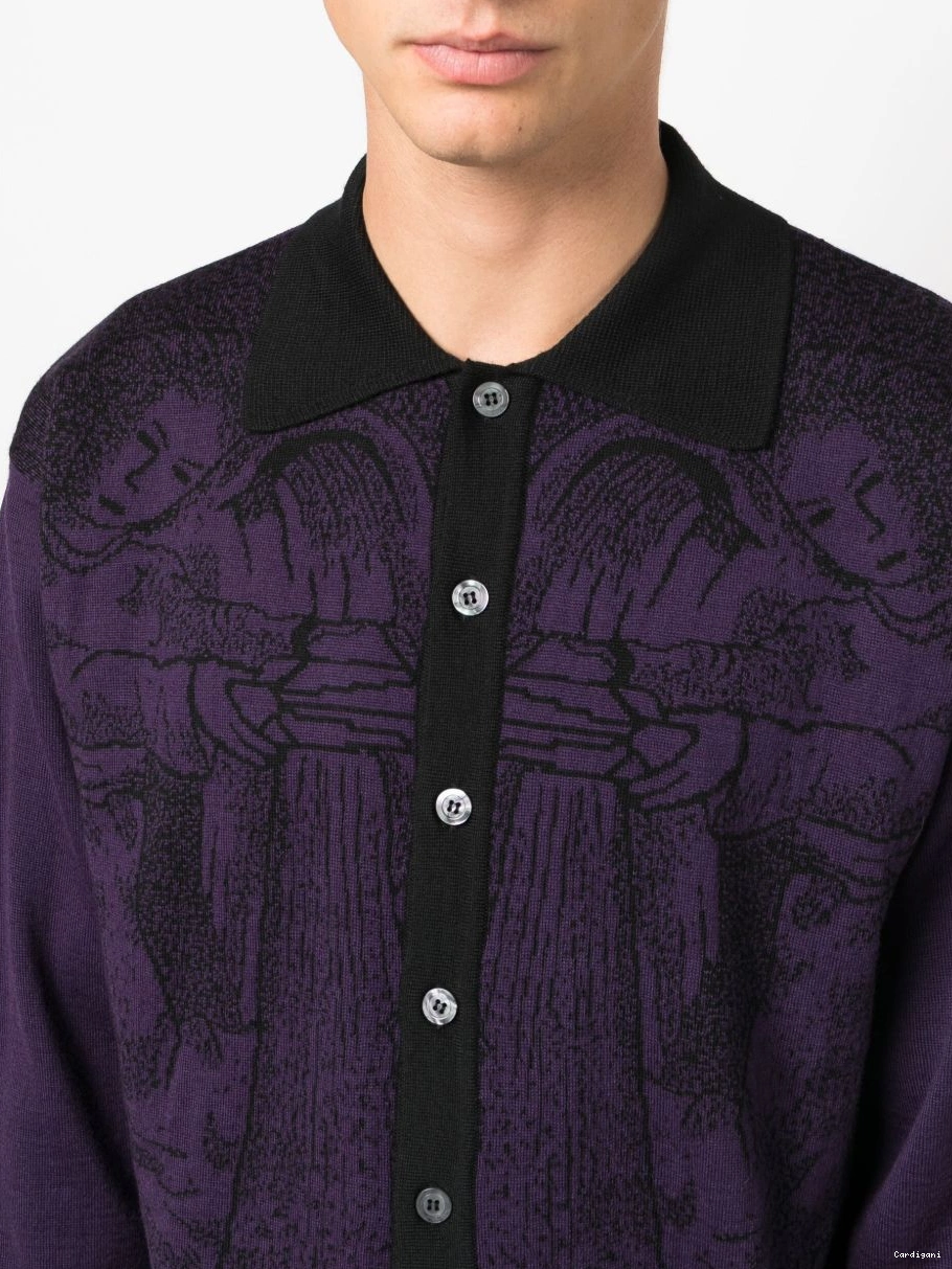 Affordable intarsia-knit cardigan pattern Alanui Women 0417